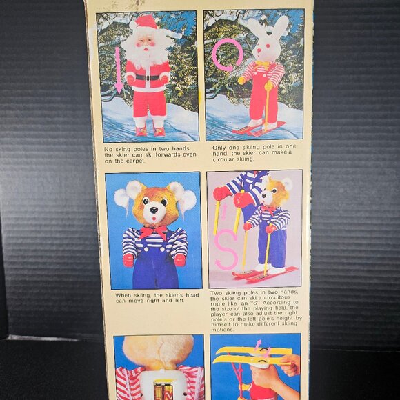 Vintage Musical Merry Skier Santa Claus On Skis Rolls Around & Plays Jingle Bell - Picture 10 of 10